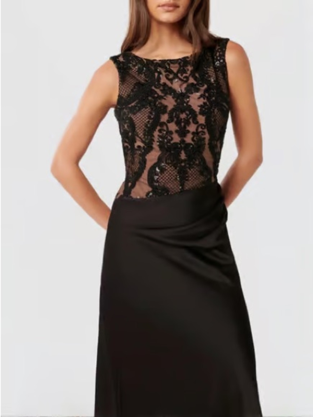 Rampage Black Beaded Sheer Bodice Maxi Dress - Picture 6 of 16